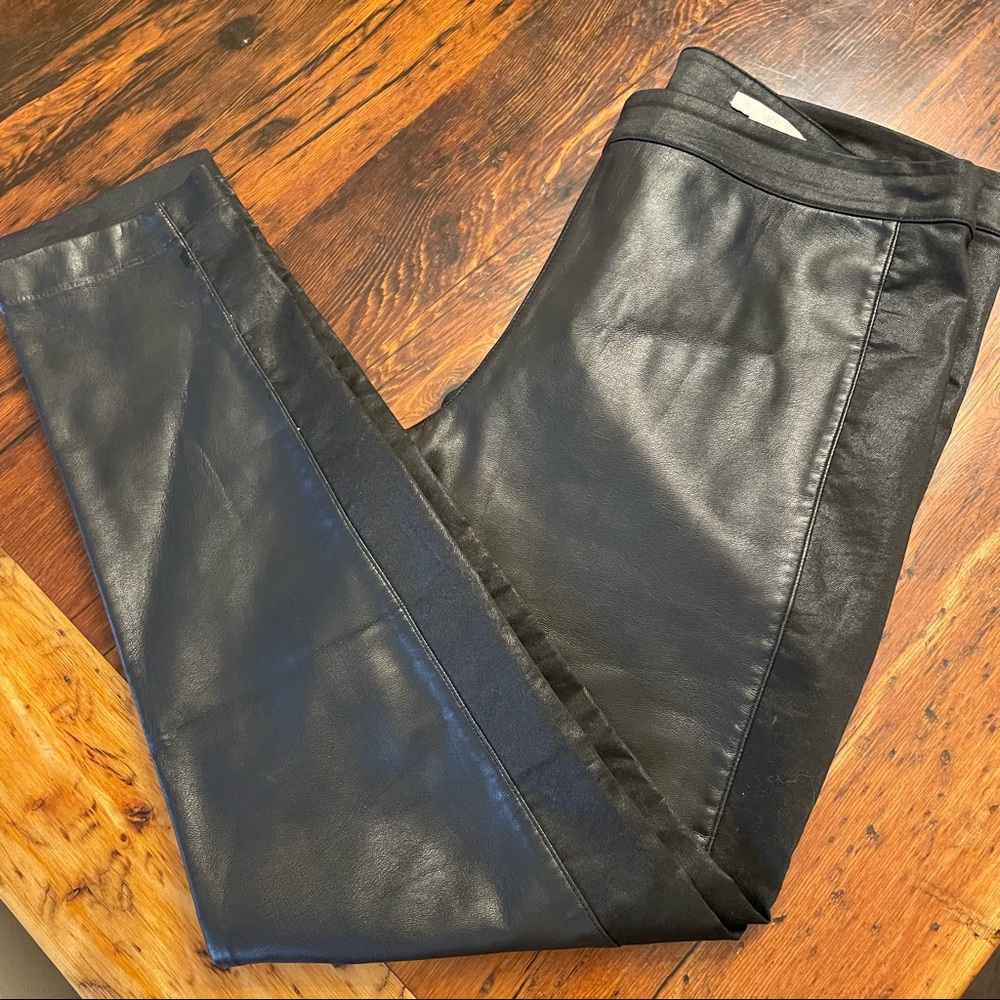 H&M black vegan leather and coated black pants, size 14.
